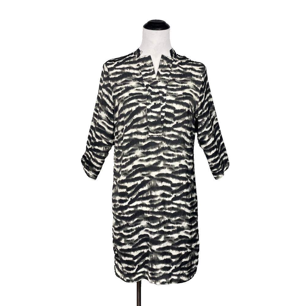 Hotel Particulier Zebra Print Tunic Dress Womens Small Made In Italy 3/4 Sleeve